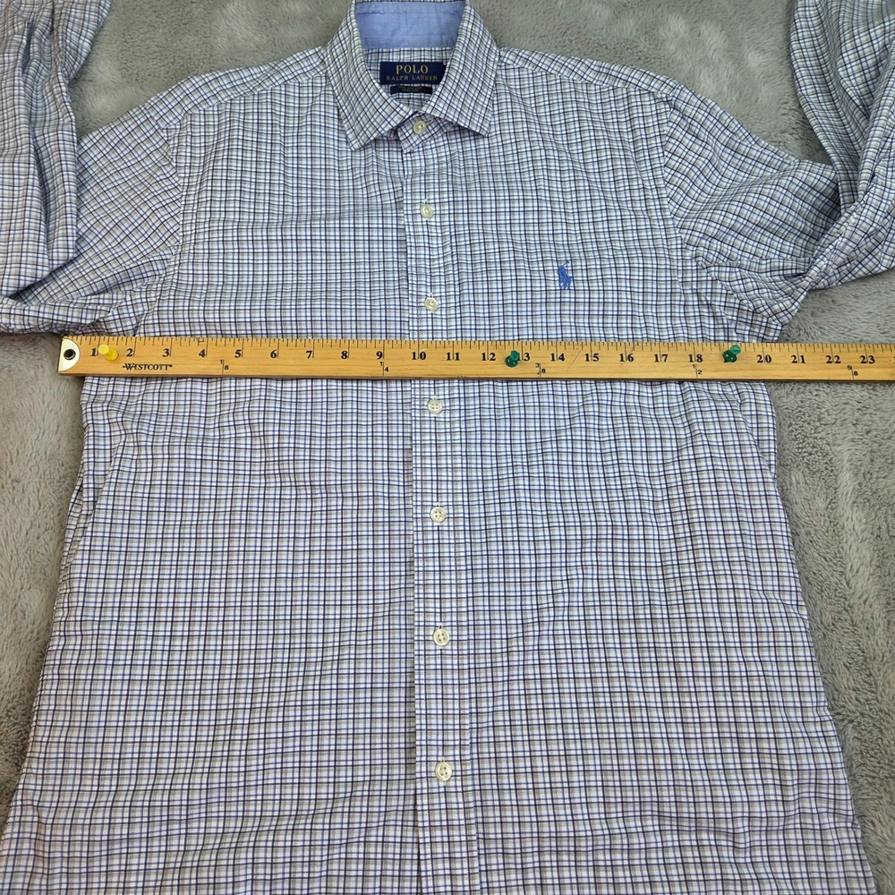 Polo Ralph Lauren Button Down Shirt Mens S Stretch Cotton Check Blue White 80ch - Picture 4 of 8
